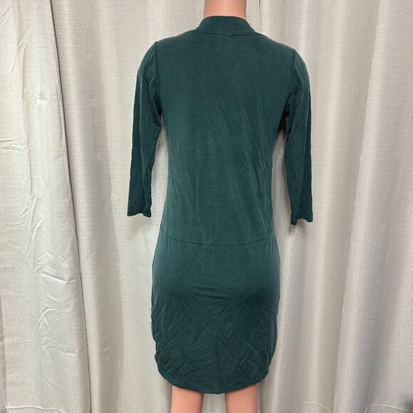 Dolan Left Coast Collection V-Neck Tegan Tunic Dress Women's Size XS Green Cupro - Picture 3 of 12